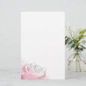 Romantic Glass Hearts Roos Petals Briefpapier (Staand voorkant)