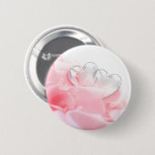 Romantic Glass Hearts Roos Petals Ronde Button 5,7 Cm (Voorkant /achterkant)