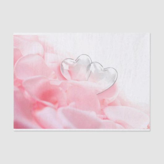 Romantic Glass Hearts Roos Petals Tissuepapier (Voorkant)