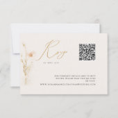 Romantic Gold Blush Pressé Fleurs code QR RSVP (Devant)