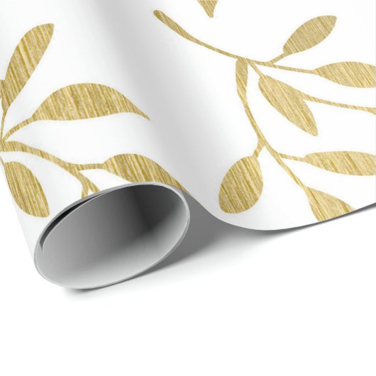 Romantic Gold Botanical Leaf Weddenschap Wrapping Cadeaupapier (Rol Hoek)