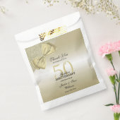 Romantic Gold Bow & Glitter 50th Wedding Bedankzakje (Gezegeld)