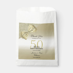 Romantic Gold Bow & Glitter 50th Wedding Bedankzakje
