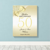 Romantic Gold Bow & Glitter 50th Wedding Canvas Afdruk (Insitu (Houten vloer))