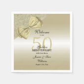 Romantic Gold Bow & Glitter 50th Wedding Servet (Voorkant)