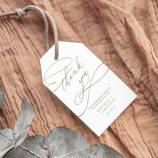 Romantic Gold Calligraphy Floure Hartelijk dank Cadeaulabel