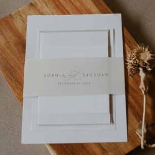 Romantic Gold Calligraphy   Ivory Flourish Wedding Uitnodigingen Wikkel