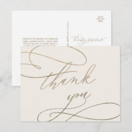 Romantic Gold Calligraphy | Ivory Hartelijk dank Briefkaart