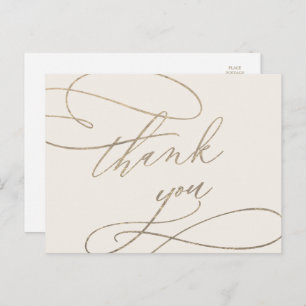 Romantic Gold Calligraphy   Ivory Hartelijk dank Briefkaart