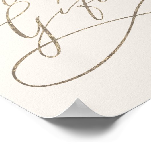 Romantic Gold Calligraphy | Ivory-Kaarten en cadea Poster (Hoek)