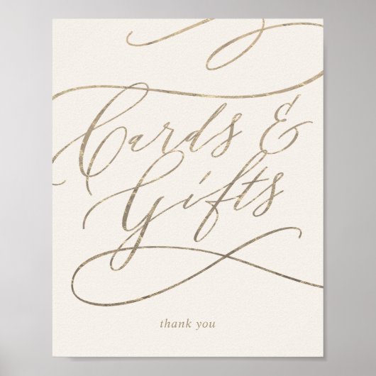 Romantic Gold Calligraphy | Ivory-Kaarten en cadea Poster (Voorkant)