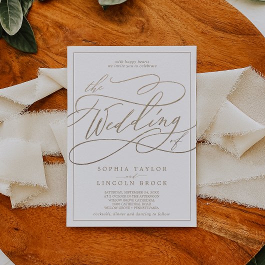 Romantic Gold Calligraphy | Lijst de bruiloft van Kaart