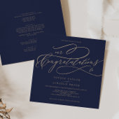Romantic Gold Calligraphy Navy Gefeliciteerd Kaart