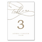 Romantic Gold Calligraphy | Vlaams tabelnummer Kaart (Achterkant)