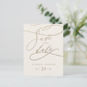 Romantic Gold Calligraphy | Voorbeeld Opslaan datu Uitnodiging Briefkaart (Staand voorkant)