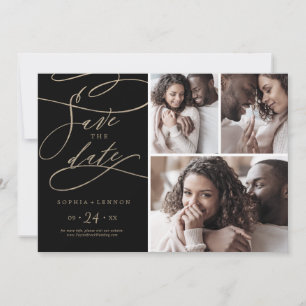Romantic Gold Calligraphy   Zwart 3 Fotocollage Save The Date