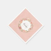 Romantic Gold Dotted Roos Floral Monogramal Name Servetten (Hoek)
