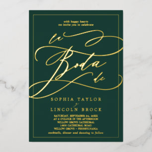 Romantic Gold Foil   Emerald Lijst La Boda de Folie Uitnodiging
