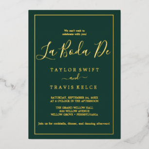Romantic Gold Foil   Emerald Lijst La Boda de Folie Uitnodiging