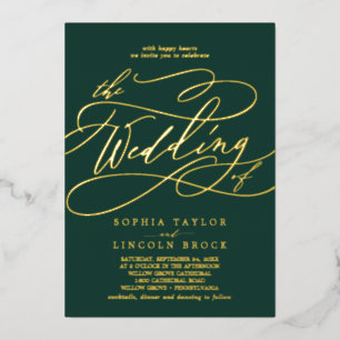 Romantic Gold Foil Emerald The Wedding of Folie Uitnodiging