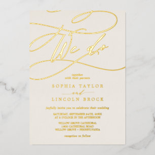 Romantic Gold Foil   Ivory Flourish we Weddenschap Folie Uitnodiging