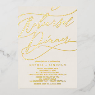 Romantic Gold Foil   Ivory Rehearsal Dinner Folie Uitnodiging