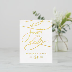 Romantic Gold Foil kalligrafie Sparen de Datum Folie Uitnodiging Briefkaart