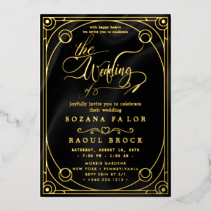 Romantic Gold Foil   Navy Blue Lijst Wedding Folie Uitnodiging