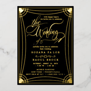 Romantic Gold Foil   Navy Blue Lijst Wedding Folie Uitnodiging