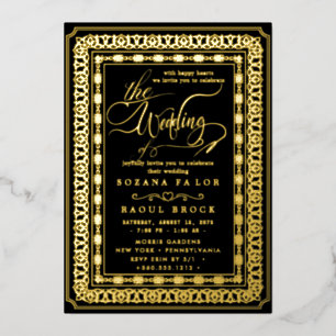 Romantic Gold Foil   Navy Blue Lijst Wedding Folie Uitnodiging