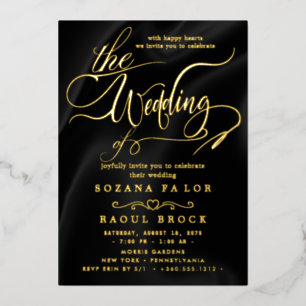 Romantic Gold Foil   Navy Blue Lijst Wedding Folie Uitnodiging