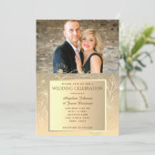 Romantic Gold Foil Photo Wedding Kaart (Staand voorkant)