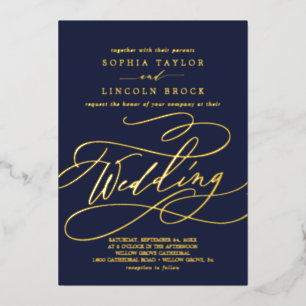 Romantic Gold Foil   Vlaams marineslag Folie Uitnodiging