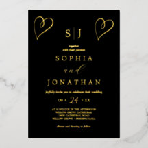 Romantic Gold Foil | Zwart monogram huwelijk