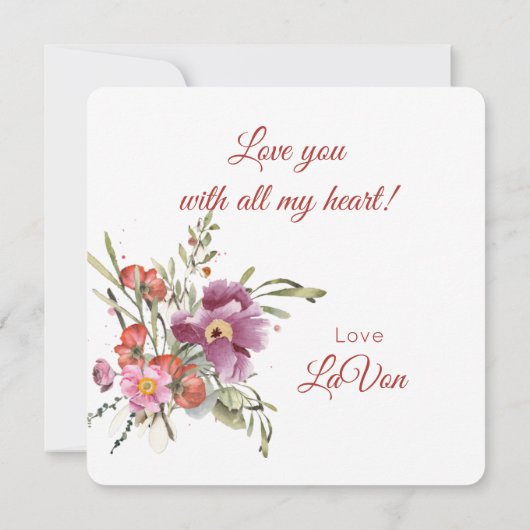 Romantic Gold Heart Floral Valentijnse Feestdagenkaart (Achterkant)