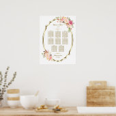 Romantic Gold Lijst Blush Floral Seating Chart Poster (Keuken)