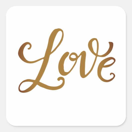Romantic Gold Scripts - Liefde Vierkante Sticker (Voorkant)