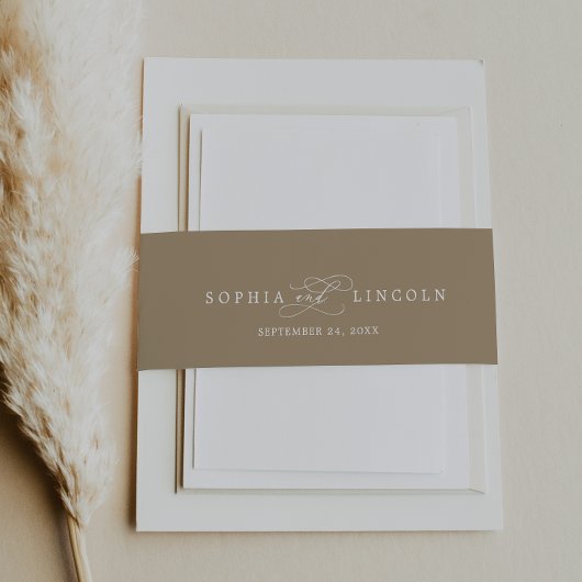 Romantic Gold & White Calligraphy Flourish Wedding Uitnodigingen Wikkel