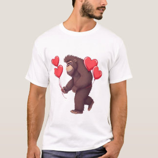 Romantic Gorilla with Heart Balloons T-shirt