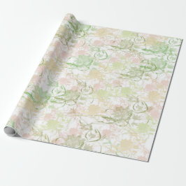 Romantic, goud, Blauwgroen, Waterverf, Chic, Flora Cadeaupapier