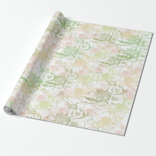 Romantic, goud, Blauwgroen, Waterverf, Chic, Flora Cadeaupapier