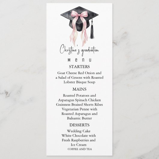 Romantic Graduation Menu For Her (Devant)