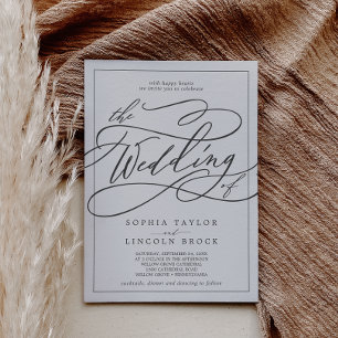 Romantic Gray Calligrafie Lijst de bruiloft van Kaart