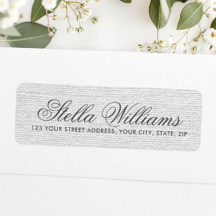 Romantic gray linen calligrafie scriptadres etiket