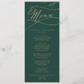 Romantic Green Calligraphy Wedding Dinner Menu (Voorkant)
