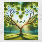 Romantic Green Monogram Wedding Wijn Etiket (Enkel label)