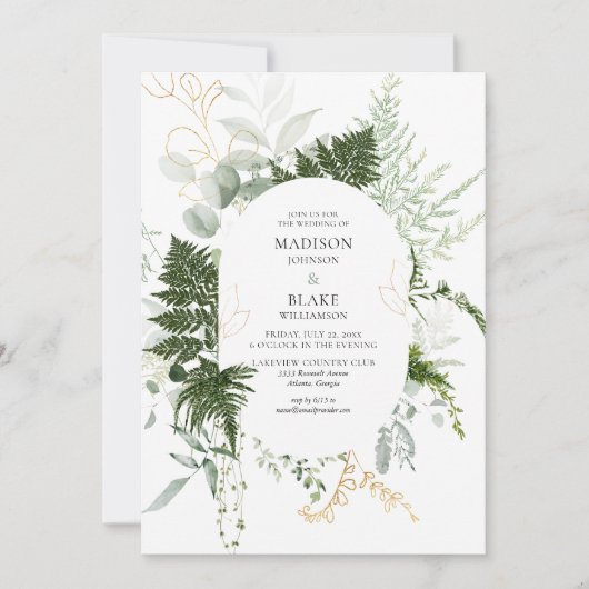 Romantic Greenery Forest Wedding Kaart (Voorkant)