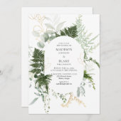 Romantic Greenery Forest Wedding Kaart (Voorkant / Achterkant)