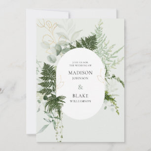 Romantic Greenery Forest Wild Fern Wedding Kaart