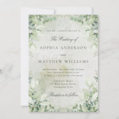 Romantic Greenery Frame Wedding Invitation (Devant)